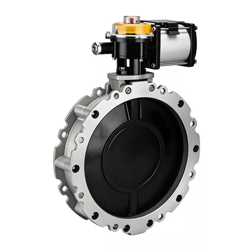 Aluminum Alloy Body Double Flange Pneumatic Butterfly Valve